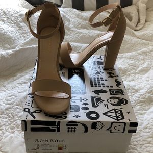Nude block heels